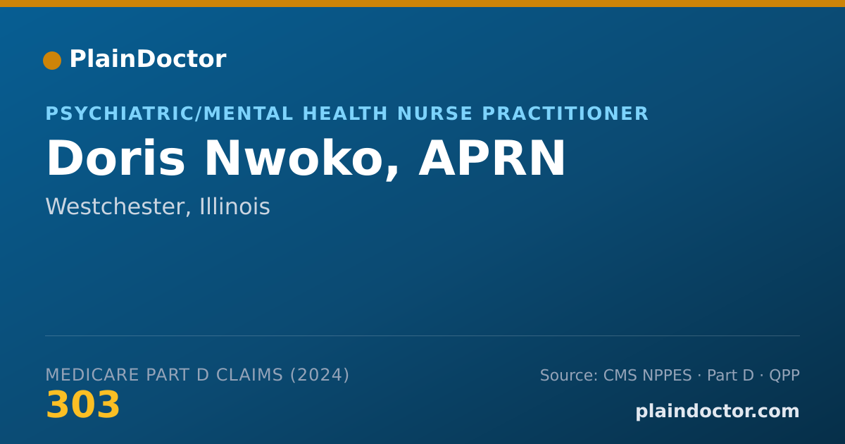 Shareable card for Doris Nwoko, APRN - Psychiatric/Mental Health Nurse Practitioner, Westchester, IL