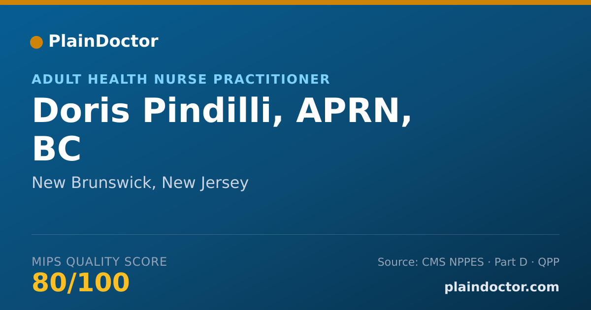 Shareable card for Doris Pindilli, APRN, BC - Adult Health Nurse Practitioner, New Brunswick, NJ