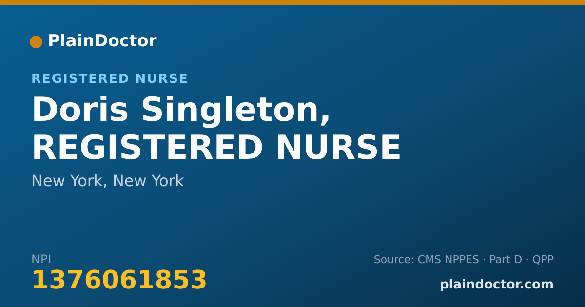 Shareable card for Doris Singleton, REGISTERED NURSE - Registered Nurse, New York, NY