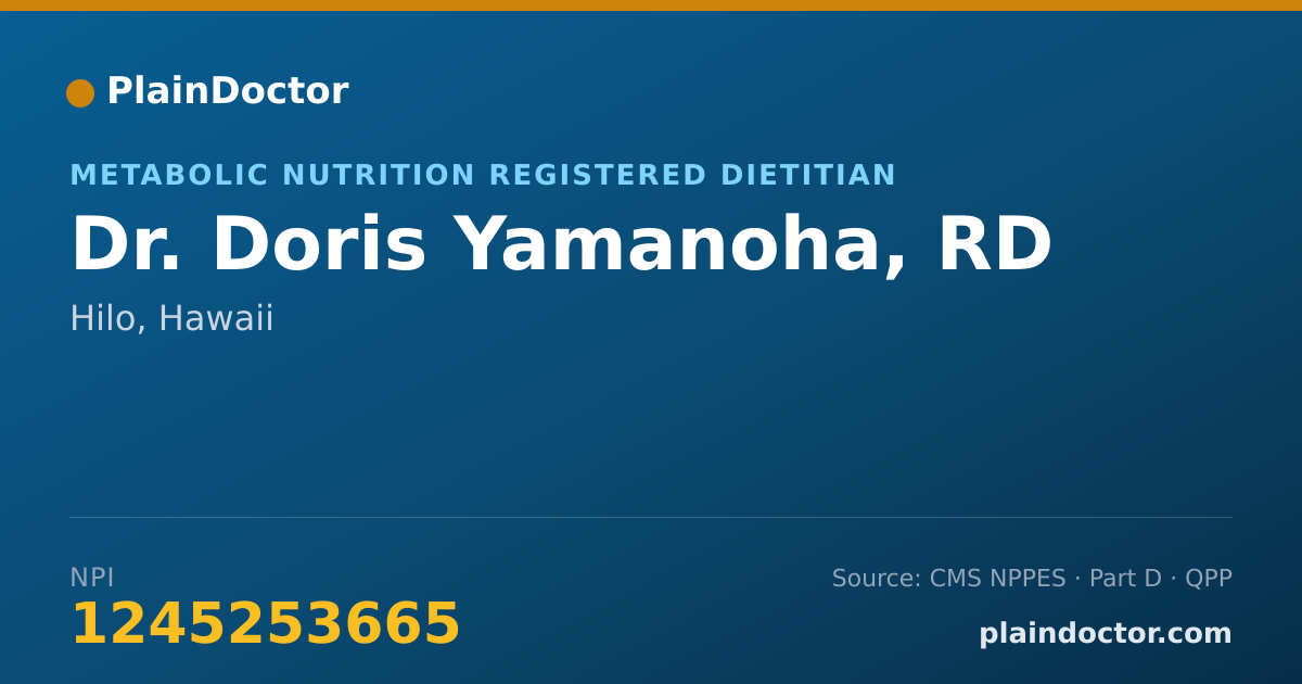 Shareable card for Doris Yamanoha, RD - Metabolic Nutrition Registered Dietitian, Hilo, HI