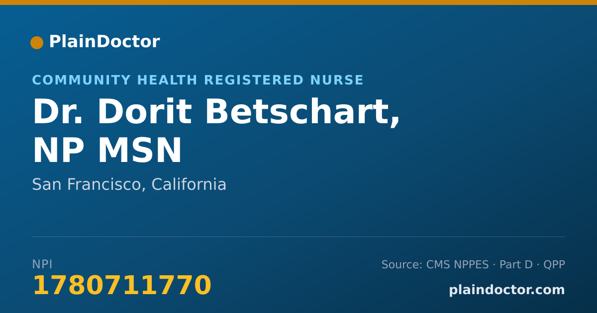 Shareable card for Dorit Betschart, NP MSN - Community Health Registered Nurse, San Francisco, CA