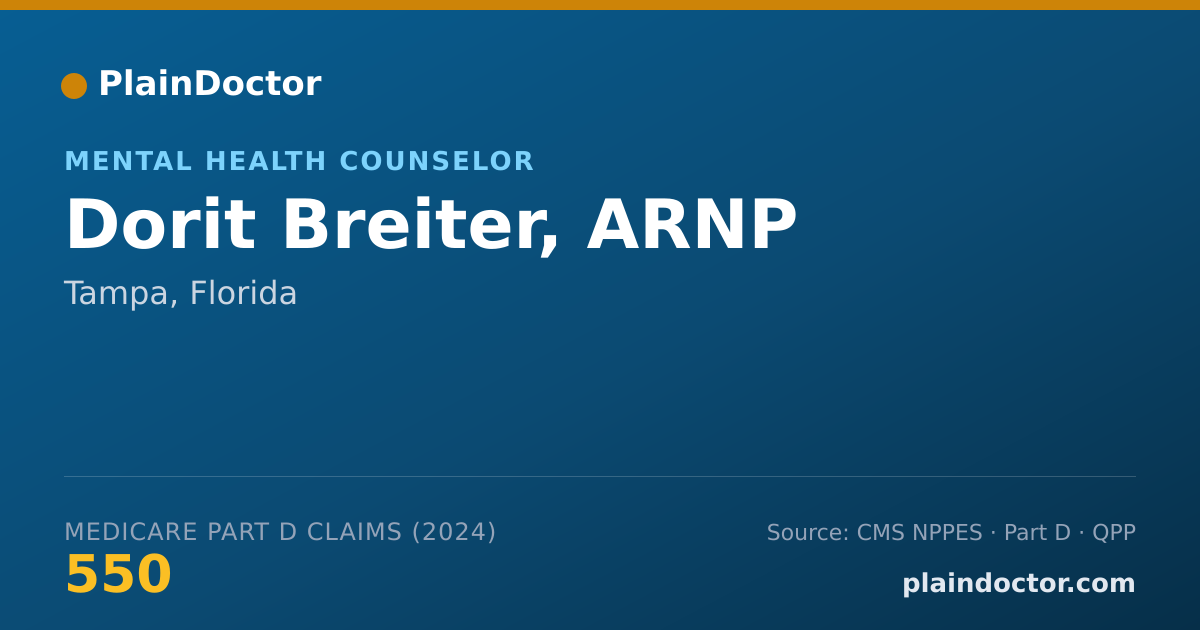 Shareable card for Dorit Breiter, ARNP - Mental Health Counselor, Tampa, FL