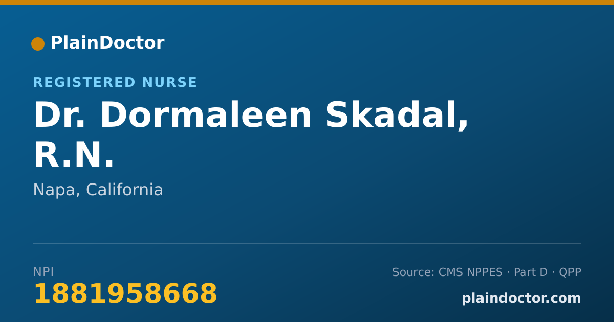 Shareable card for Dormaleen Skadal, R.N. - Registered Nurse, Napa, CA