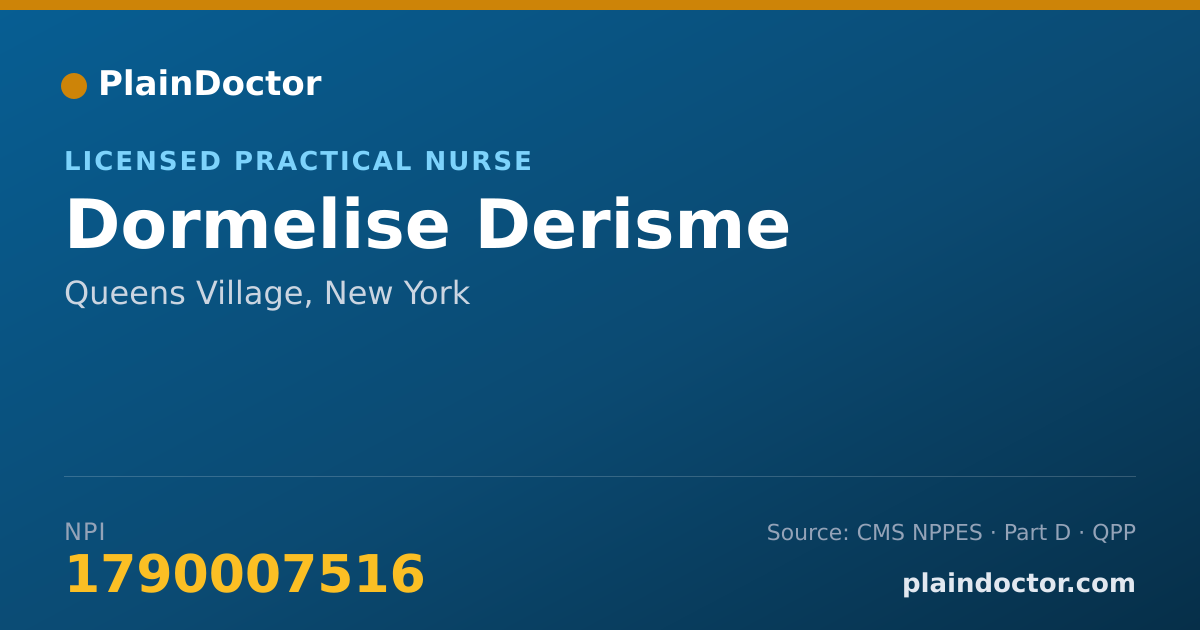 Shareable card for Dormelise Derisme - Licensed Practical Nurse, Queens Village, NY
