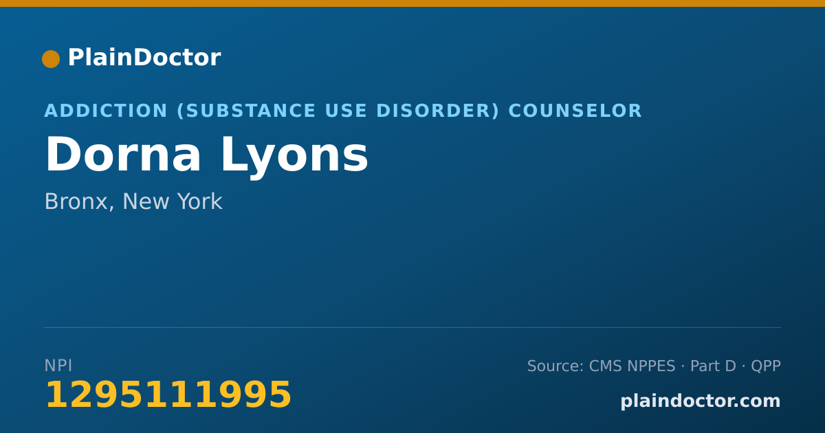 Shareable card for Dorna Lyons - Addiction (Substance Use Disorder) Counselor, Bronx, NY