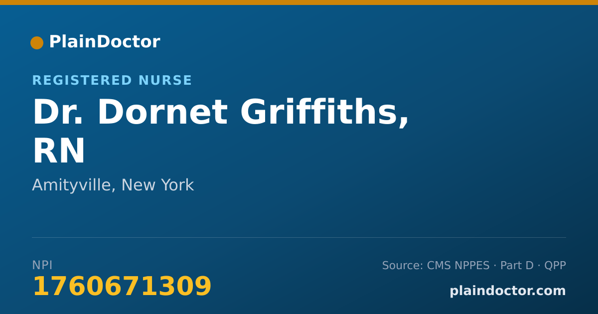 Shareable card for Dornet Griffiths, RN - Registered Nurse, Amityville, NY