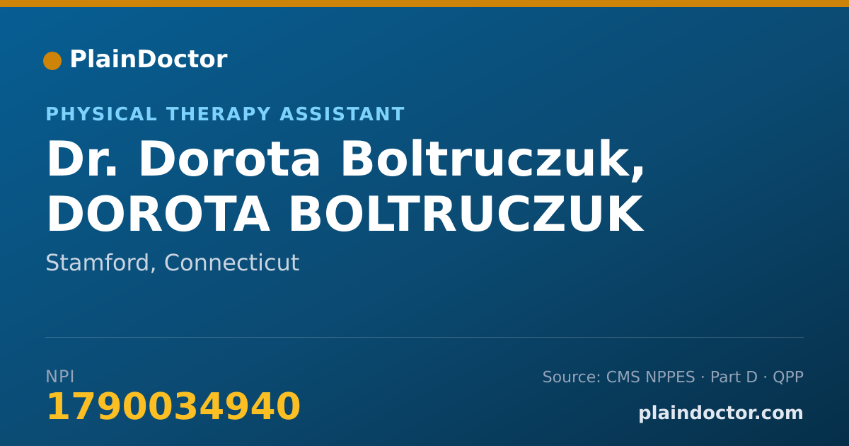 Shareable card for Dorota Boltruczuk, DOROTA BOLTRUCZUK - Physical Therapy Assistant, Stamford, CT