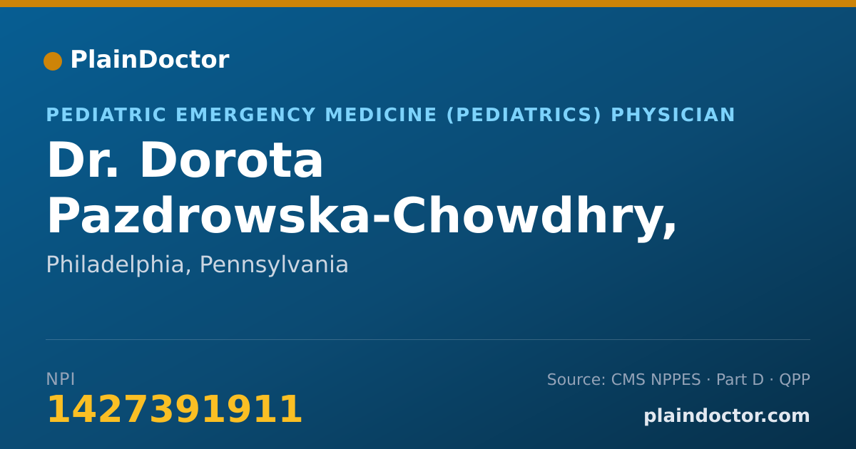 Shareable card for Dorota Pazdrowska-Chowdhry, M.D. - Pediatric Emergency Medicine (Pediatrics) Physician, Philadelphia, PA