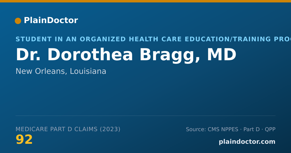 Shareable card for Dorothea Bragg, MD - Student in an Organized Health Care Education/Training Program, New Orleans, LA