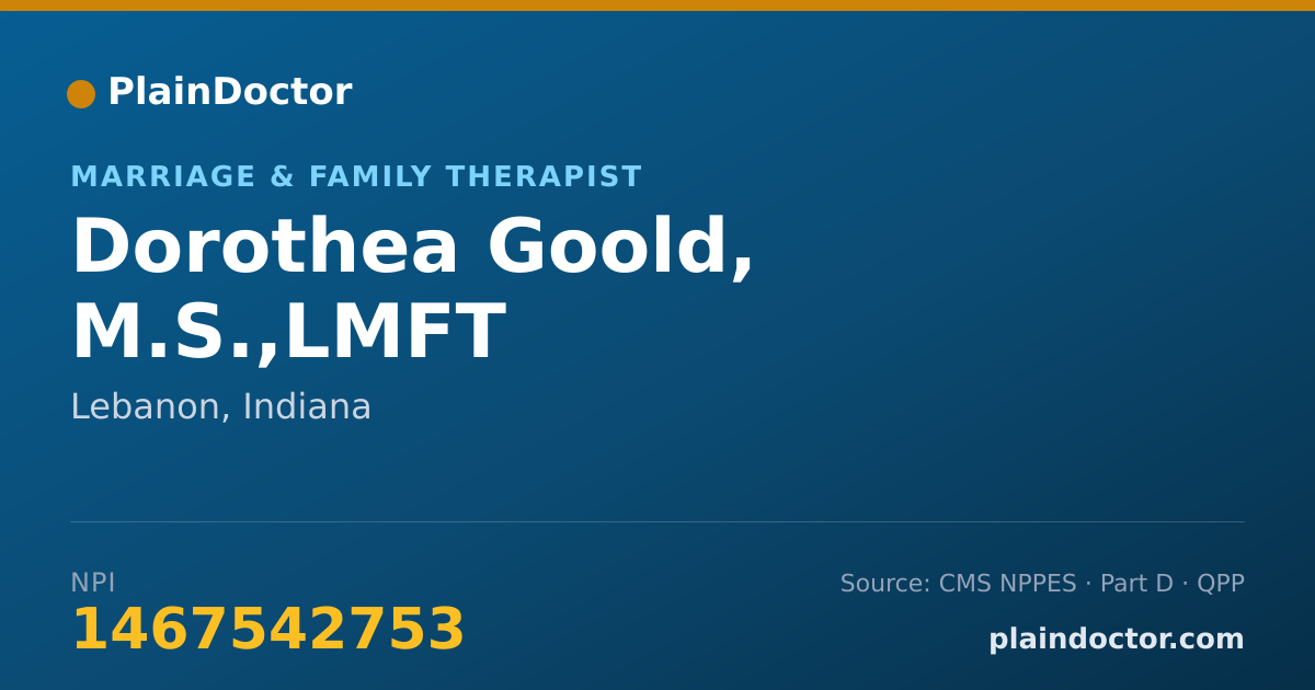 Shareable card for Dorothea Goold, M.S.,LMFT - Marriage & Family Therapist, Lebanon, IN
