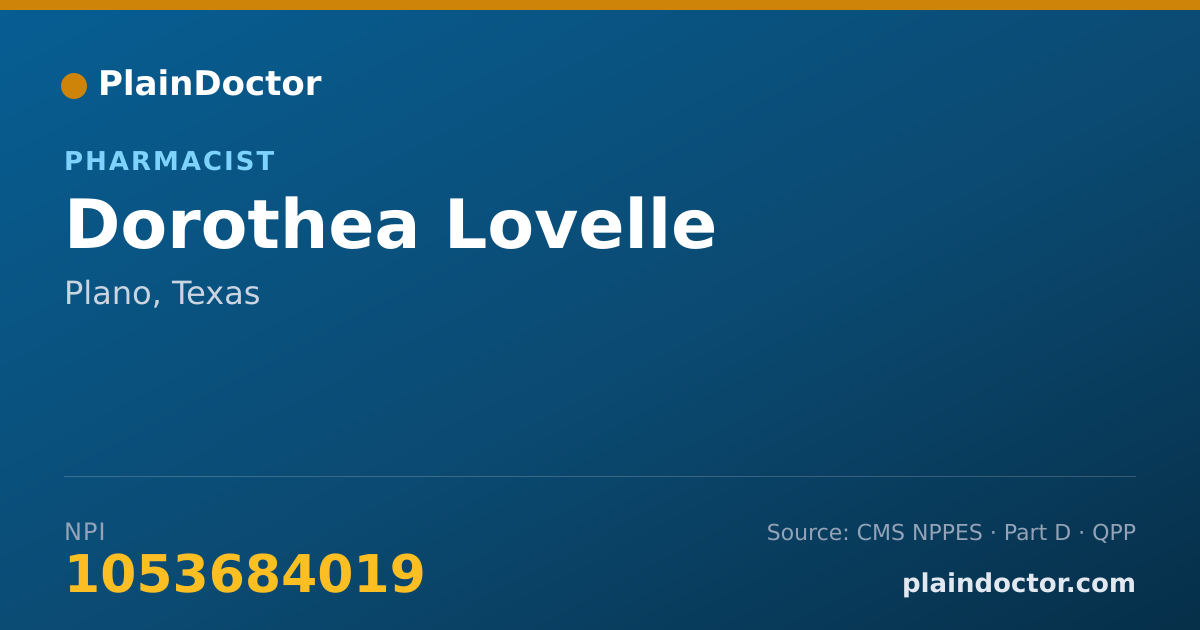 Shareable card for Dorothea Lovelle - Pharmacist, Plano, TX
