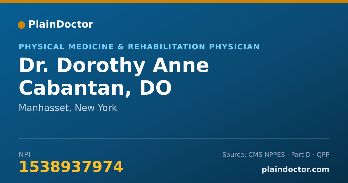 Shareable card for Dorothy Anne Cabantan, DO - Physical Medicine & Rehabilitation Physician, Manhasset, NY