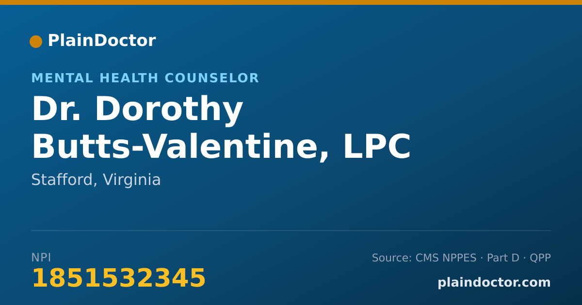 Shareable card for Dorothy Butts-Valentine, LPC - Mental Health Counselor, Stafford, VA