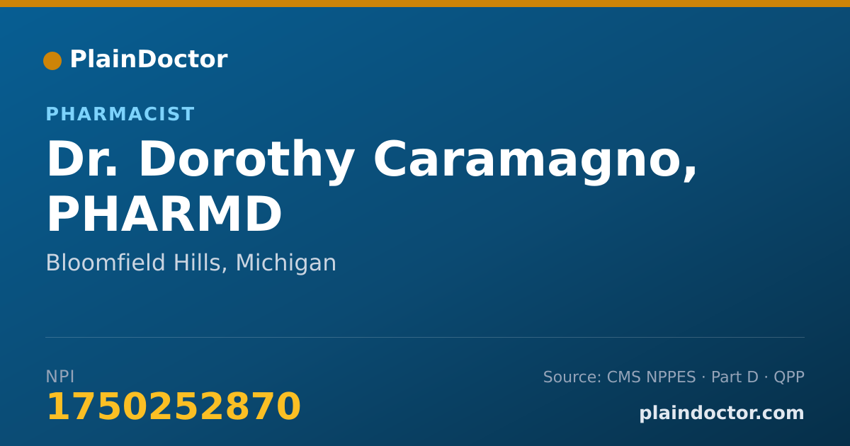 Shareable card for Dorothy Caramagno, PHARMD - Pharmacist, Bloomfield Hills, MI