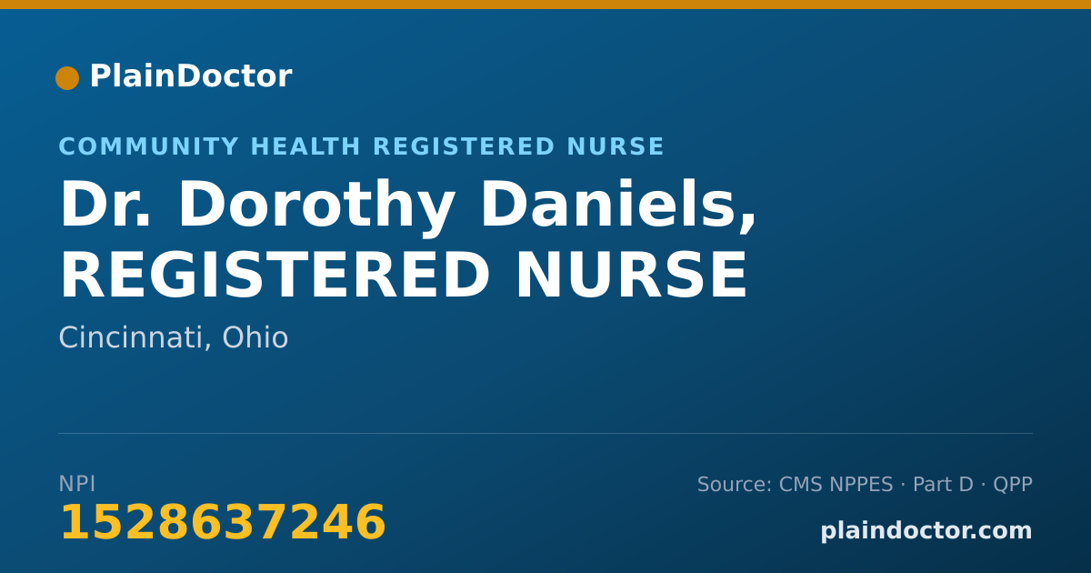 Shareable card for Dorothy Daniels, REGISTERED NURSE - Community Health Registered Nurse, Cincinnati, OH