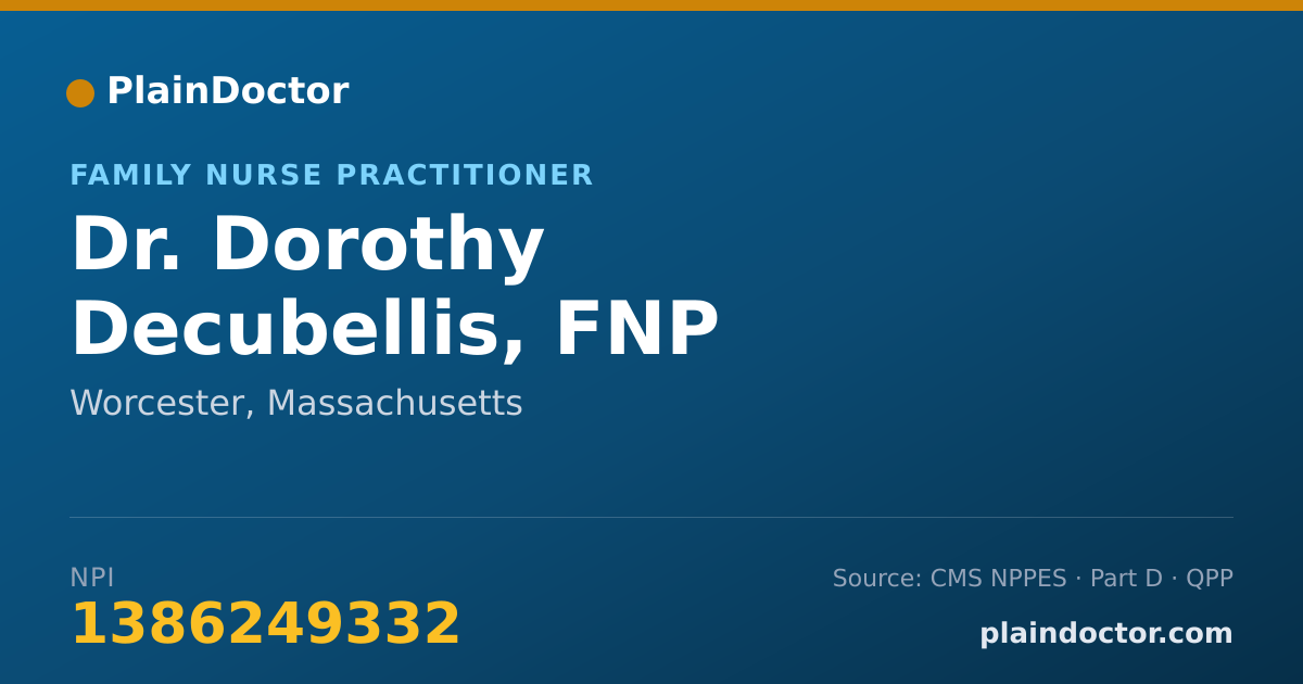 Shareable card for Dorothy Decubellis, FNP - Family Nurse Practitioner, Worcester, MA