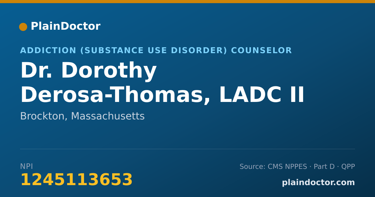 Shareable card for Dorothy Derosa-Thomas, LADC II - Addiction (Substance Use Disorder) Counselor, Brockton, MA