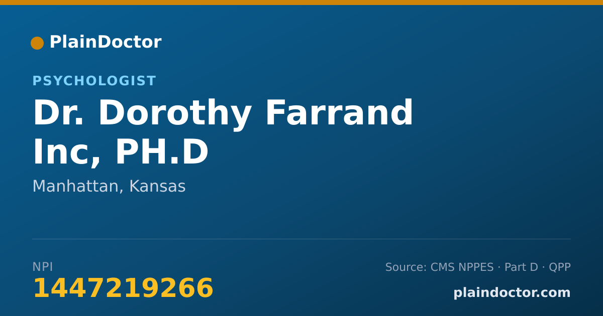 Shareable card for Dorothy Farrand Inc, PH.D - Psychologist, Manhattan, KS