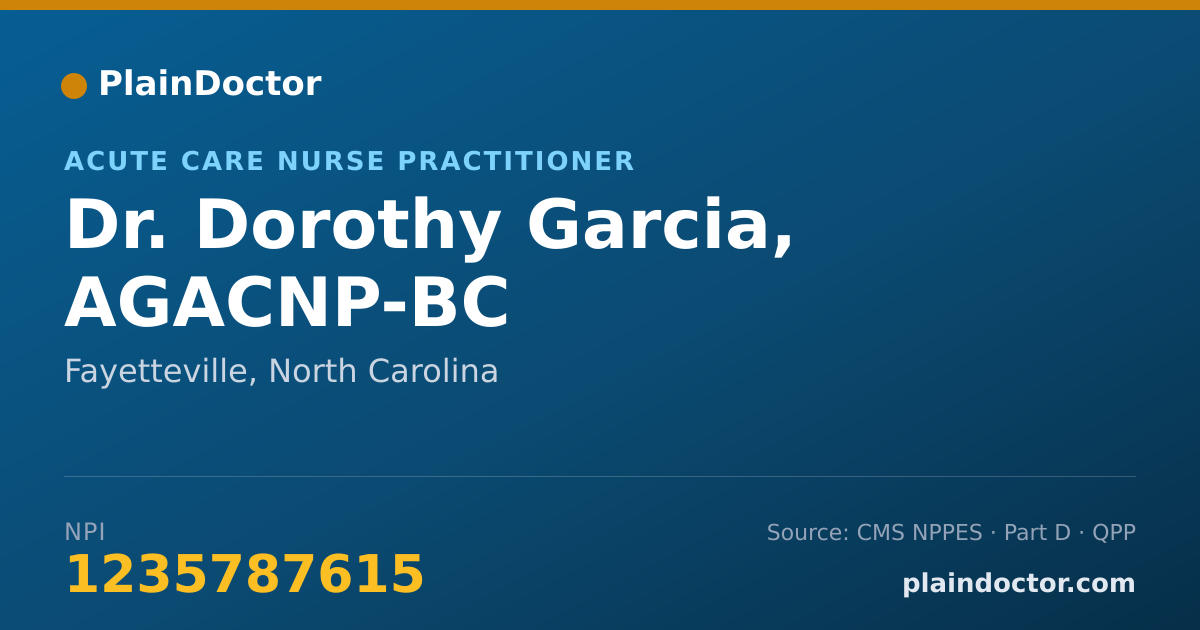 Shareable card for Dorothy Garcia, AGACNP-BC - Acute Care Nurse Practitioner, Fayetteville, NC