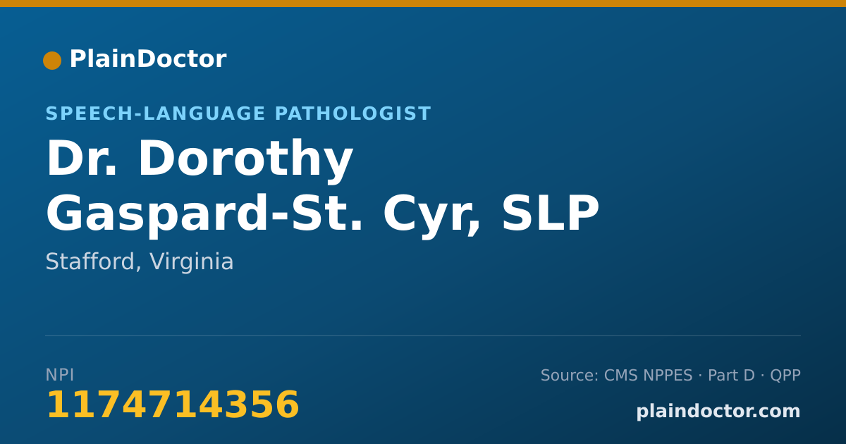 Shareable card for Dorothy Gaspard-St. Cyr, SLP - Speech-Language Pathologist, Stafford, VA