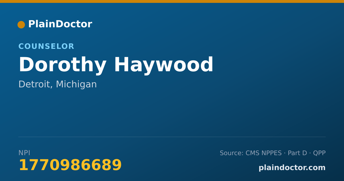 Shareable card for Dorothy Haywood - Counselor, Detroit, MI