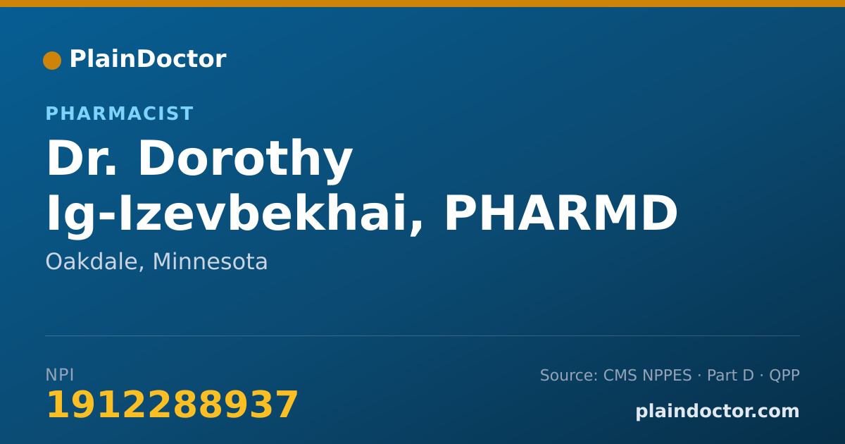Shareable card for Dorothy Ig-Izevbekhai, PHARMD - Pharmacist, Oakdale, MN