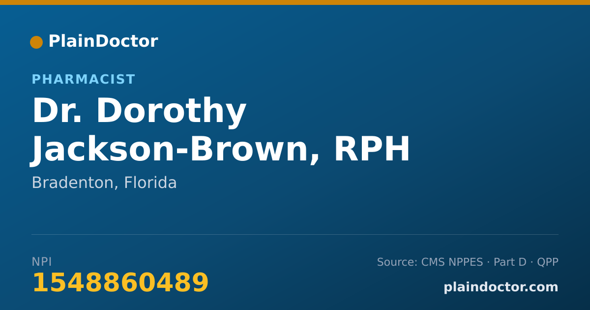 Shareable card for Dorothy Jackson-Brown, RPH - Pharmacist, Bradenton, FL
