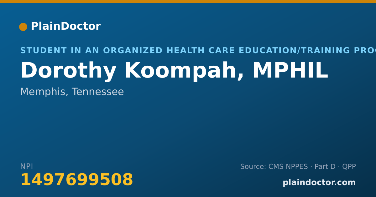 Shareable card for Dorothy Koompah, MPHIL - Student in an Organized Health Care Education/Training Program, Memphis, TN