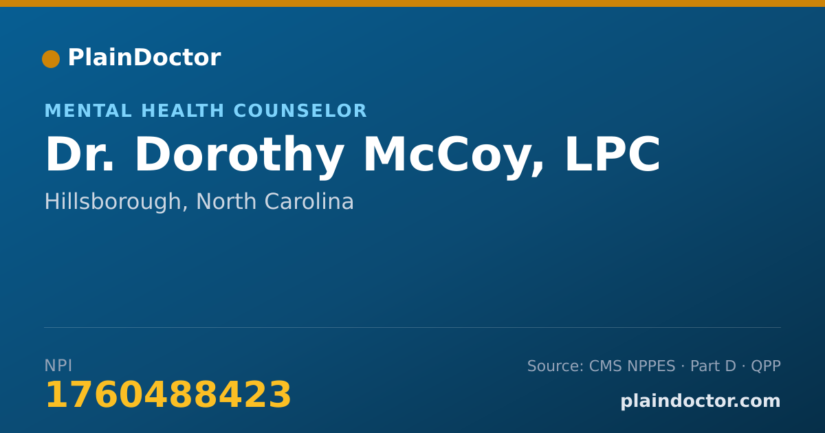 Shareable card for Dorothy McCoy, LPC - Mental Health Counselor, Hillsborough, NC