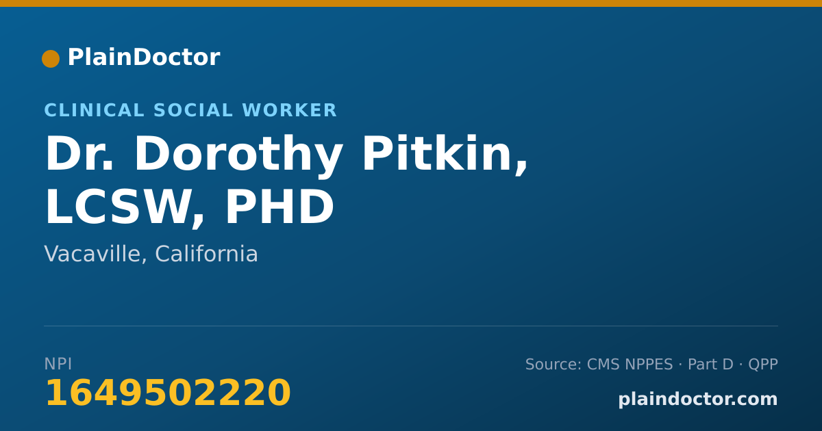 Shareable card for Dorothy Pitkin, LCSW, PHD - Clinical Social Worker, Vacaville, CA