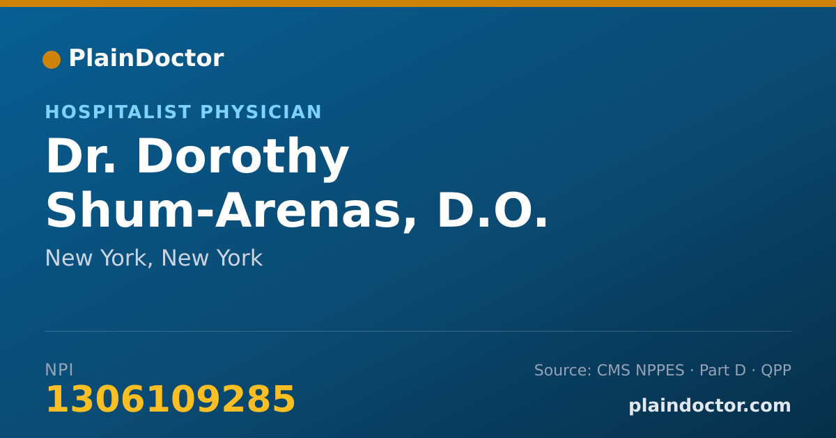 Shareable card for Dorothy Shum-Arenas, D.O. - Hospitalist Physician, New York, NY