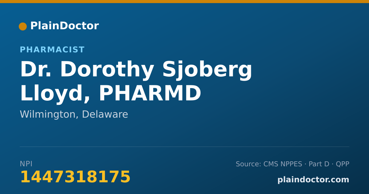 Shareable card for Dorothy Sjoberg Lloyd, PHARMD - Pharmacist, Wilmington, DE