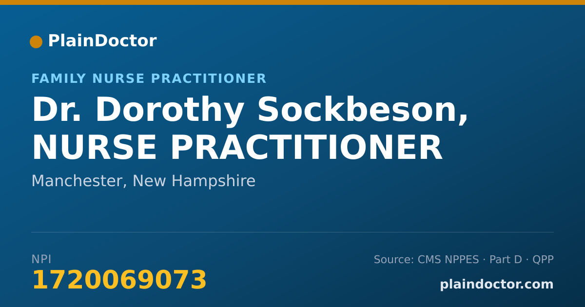Shareable card for Dorothy Sockbeson, NURSE PRACTITIONER - Family Nurse Practitioner, Manchester, NH