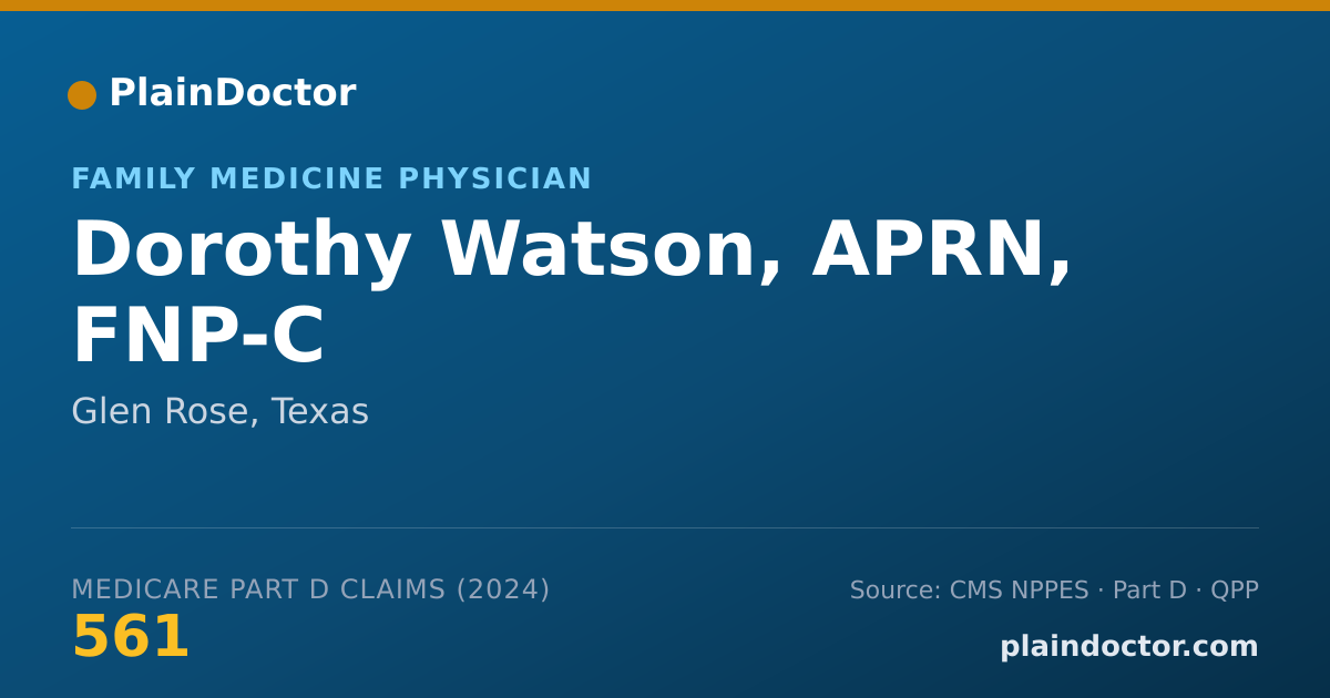 Shareable card for Dorothy Watson, APRN, FNP-C - Family Medicine Physician, Glen Rose, TX