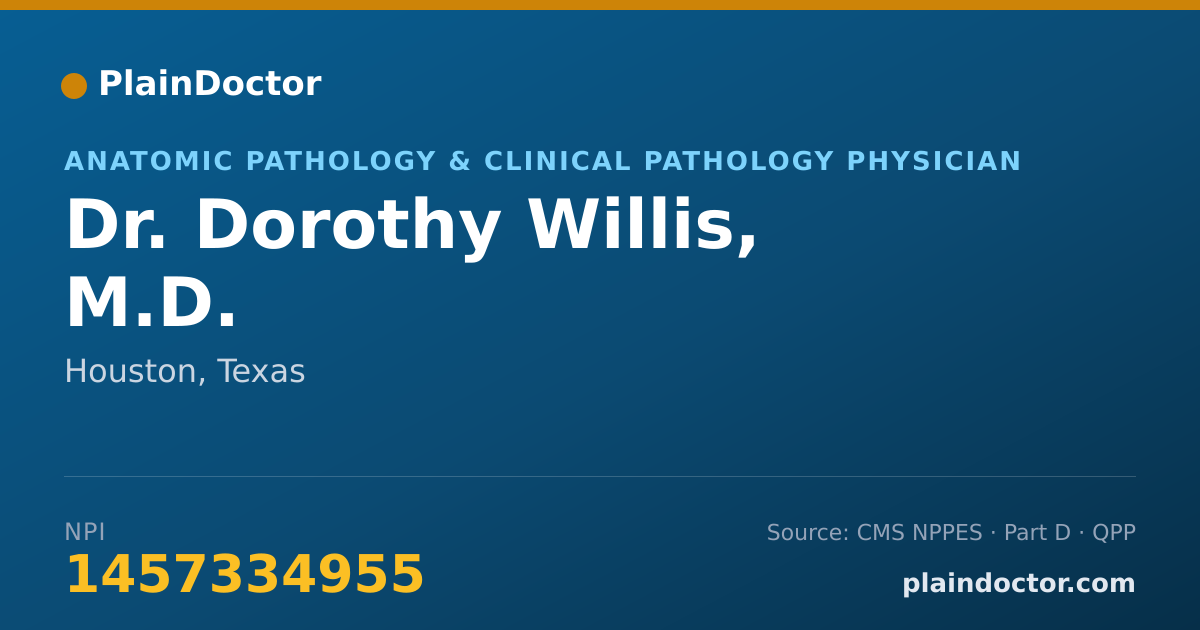 Shareable card for Dorothy Willis, M.D. - Anatomic Pathology & Clinical Pathology Physician, Houston, TX