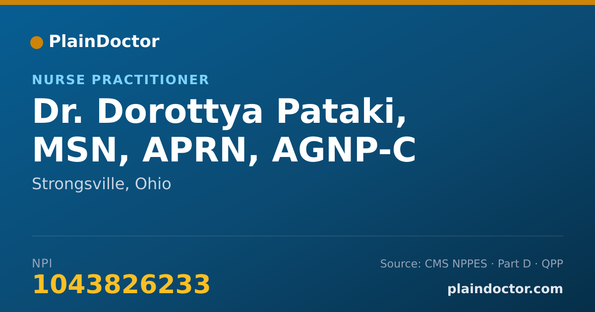 Shareable card for Dorottya Pataki, MSN, APRN, AGNP-C - Nurse Practitioner, Strongsville, OH