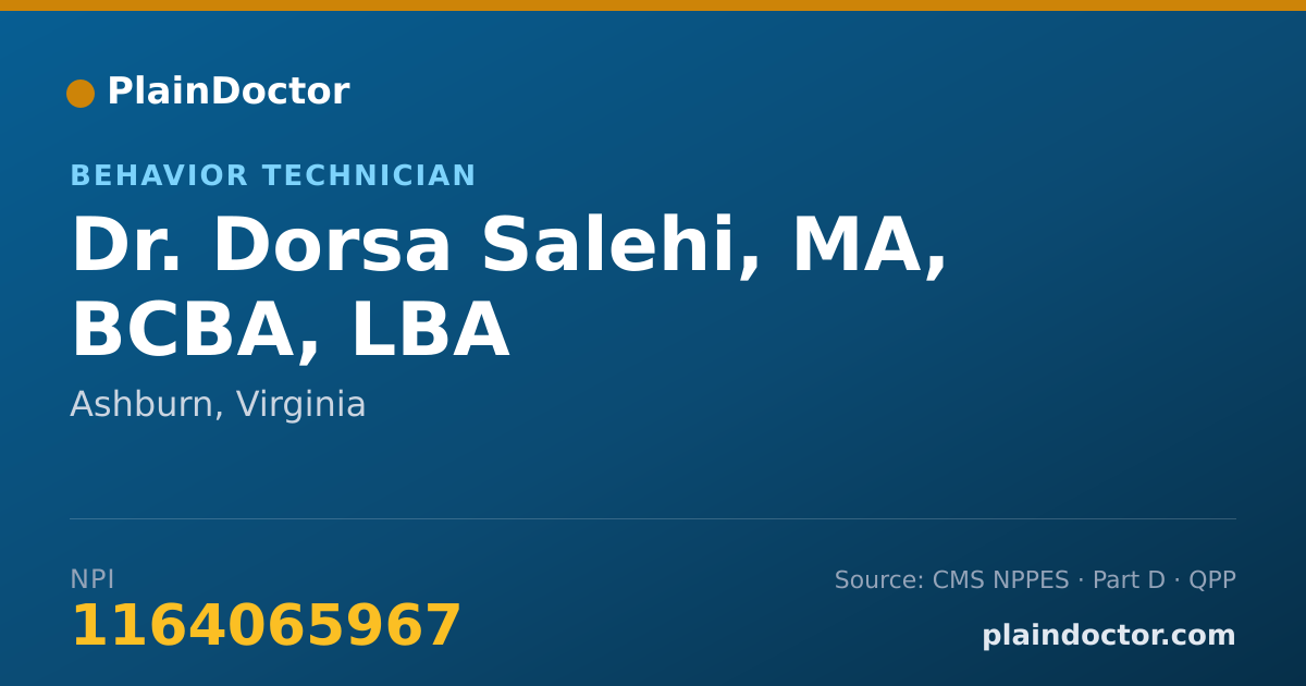 Shareable card for Dorsa Salehi, MA, BCBA, LBA - Behavior Technician, Ashburn, VA