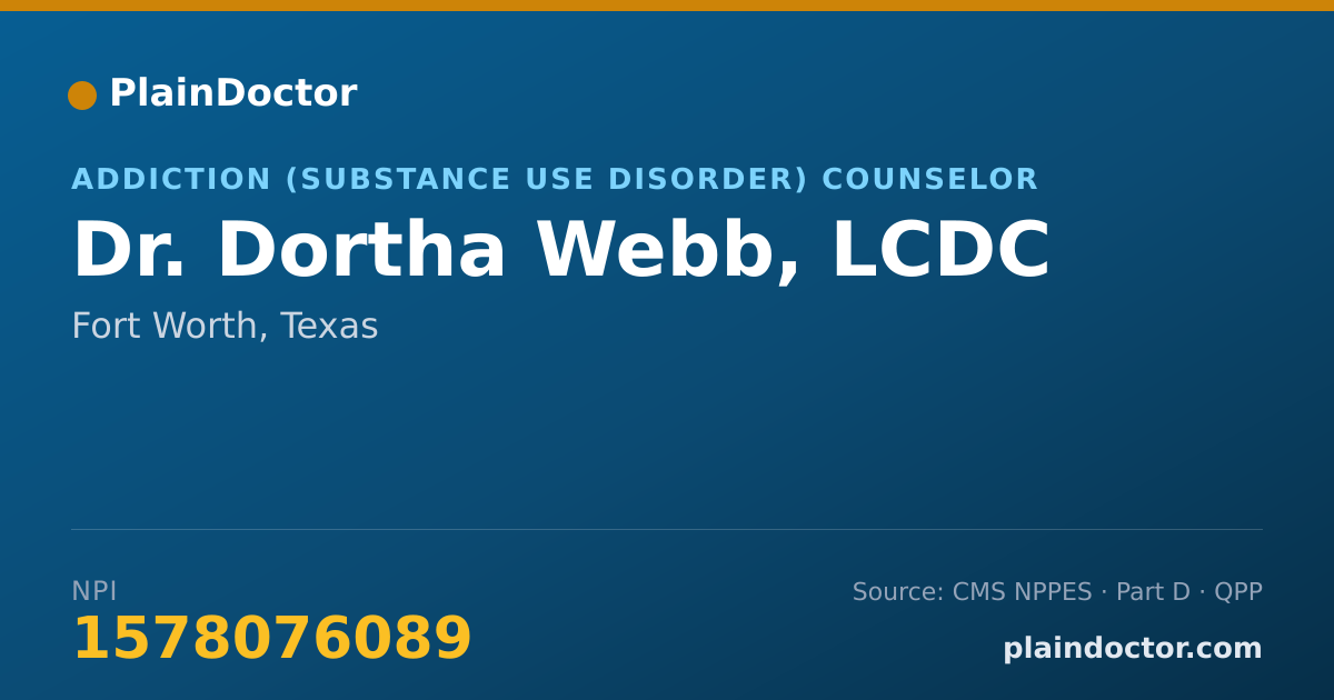 Shareable card for Dortha Webb, LCDC - Addiction (Substance Use Disorder) Counselor, Fort Worth, TX
