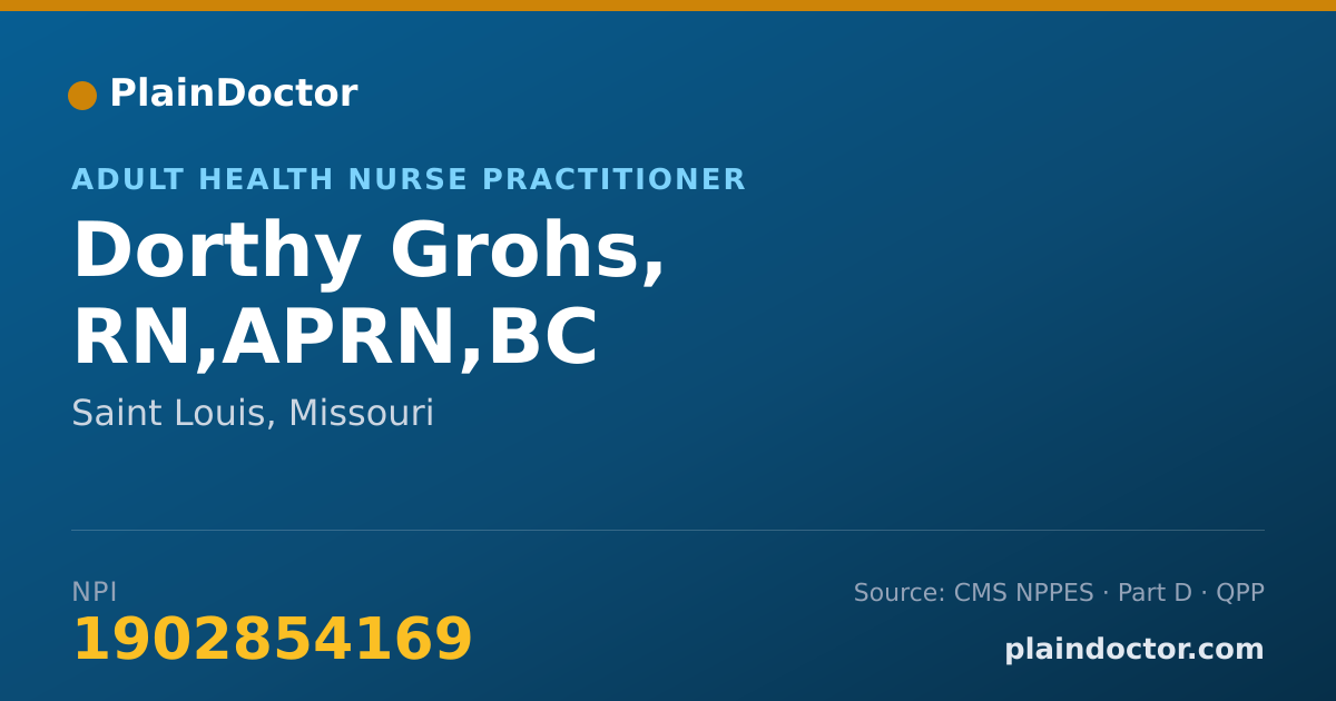 Shareable card for Dorthy Grohs, RN,APRN,BC - Adult Health Nurse Practitioner, Saint Louis, MO