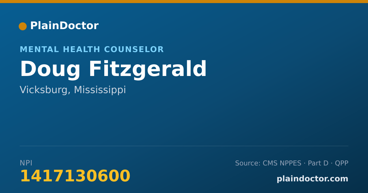 Shareable card for Doug Fitzgerald - Mental Health Counselor, Vicksburg, MS