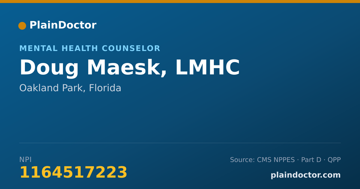 Shareable card for Doug Maesk, LMHC - Mental Health Counselor, Oakland Park, FL