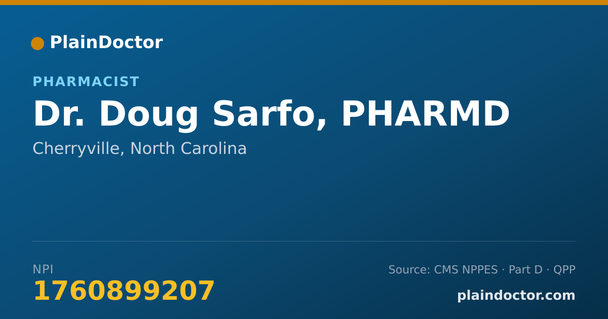 Shareable card for Doug Sarfo, PHARMD - Pharmacist, Cherryville, NC