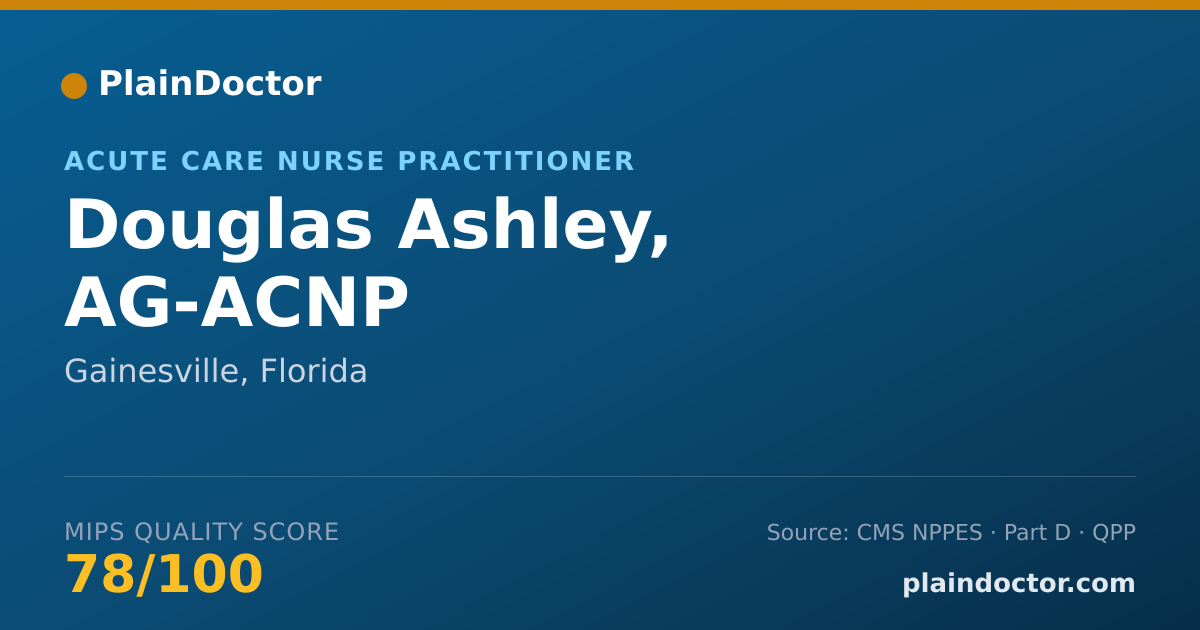 Shareable card for Douglas Ashley, AG-ACNP - Acute Care Nurse Practitioner, Gainesville, FL