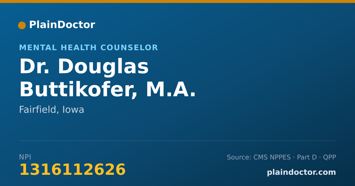 Shareable card for Douglas Buttikofer, M.A. - Mental Health Counselor, Fairfield, IA