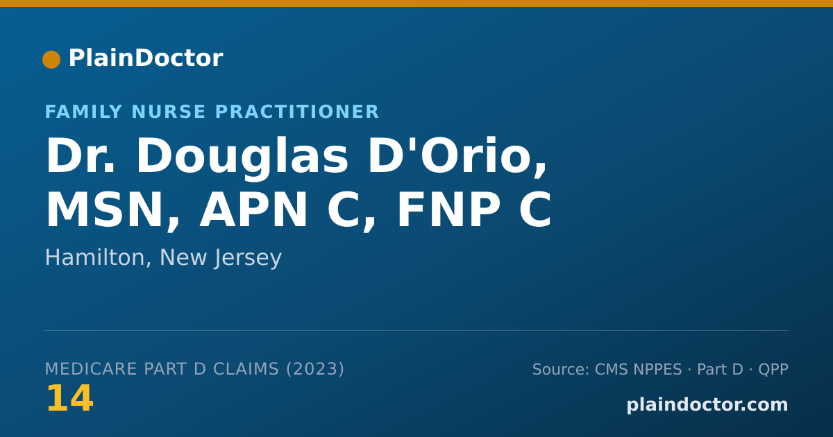 Shareable card for Douglas D'Orio, MSN, APN C, FNP C - Family Nurse Practitioner, Hamilton, NJ
