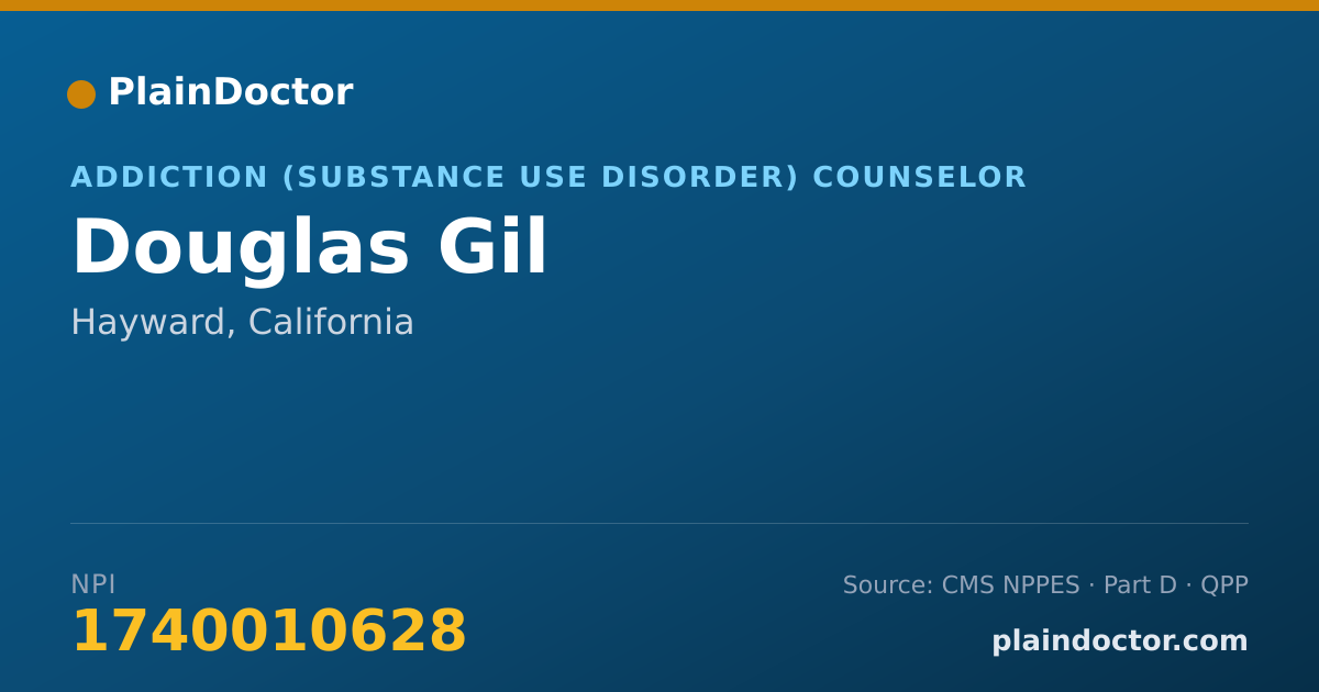 Shareable card for Douglas Gil - Addiction (Substance Use Disorder) Counselor, Hayward, CA