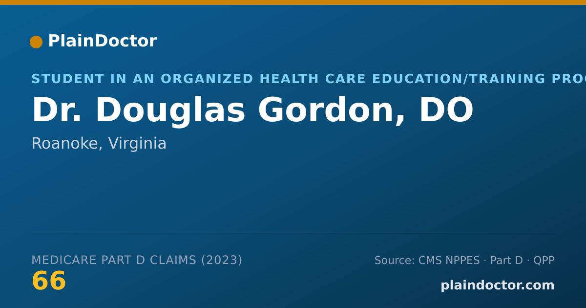 Shareable card for Douglas Gordon, DO - Student in an Organized Health Care Education/Training Program, Roanoke, VA