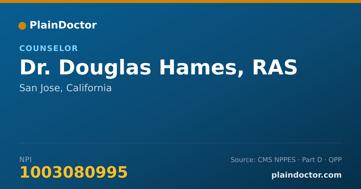 Shareable card for Douglas Hames, RAS - Counselor, San Jose, CA