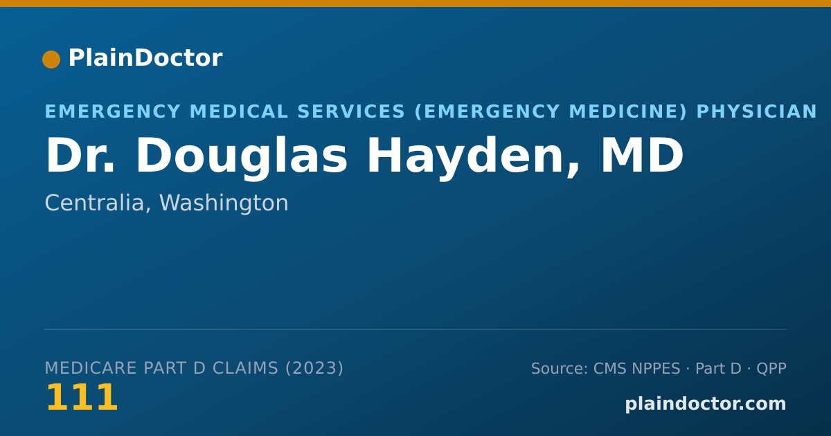 Shareable card for Douglas Hayden, MD - Emergency Medical Services (Emergency Medicine) Physician, Centralia, WA