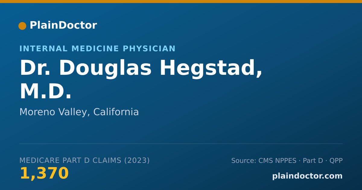 Shareable card for Douglas Hegstad, M.D. - Internal Medicine Physician, Moreno Valley, CA